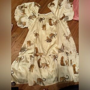 Tiger Print Puff Sleeve Dress